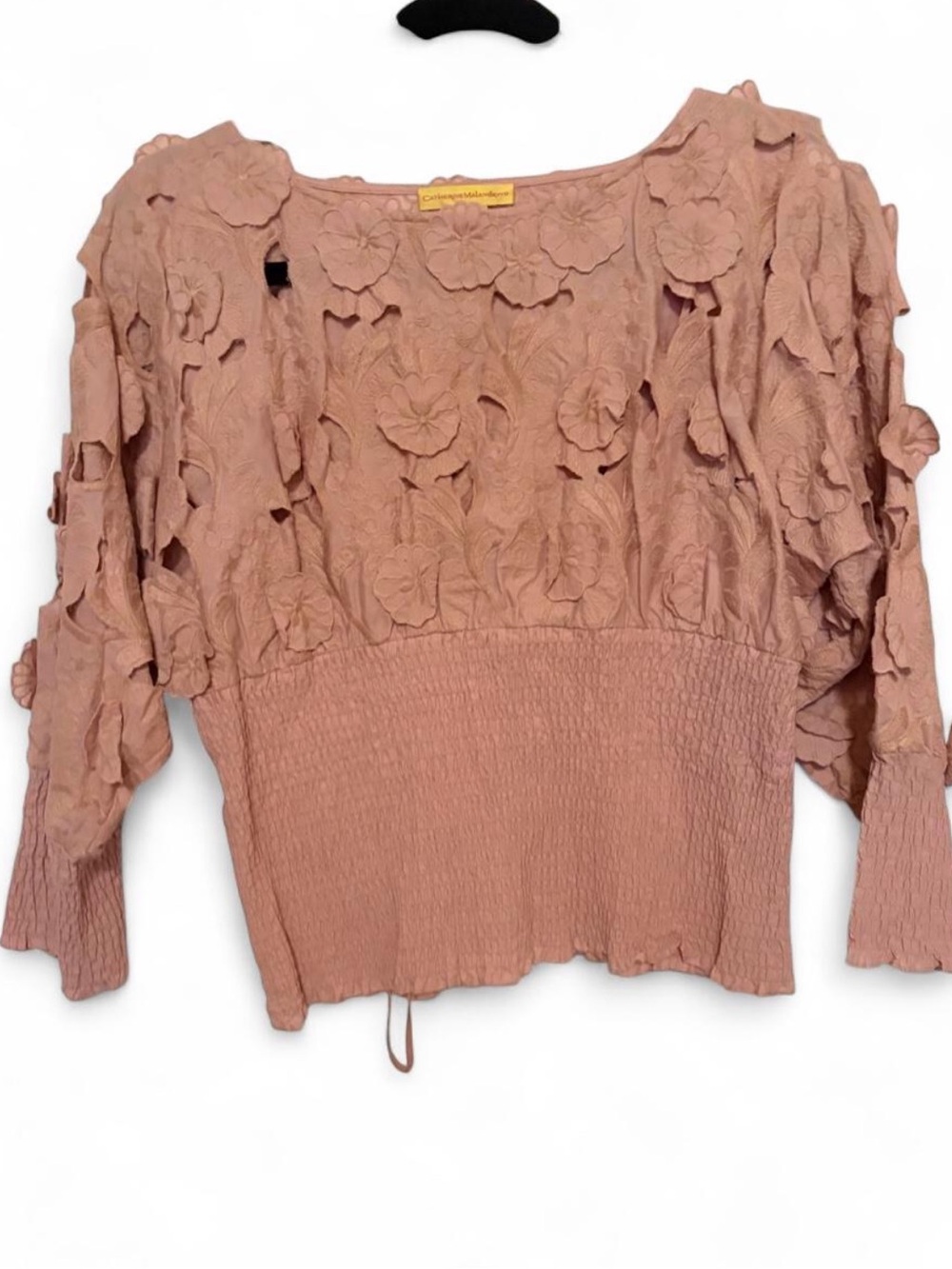 Catherine Malandrino Dusty Rose Floral Appliqué Top